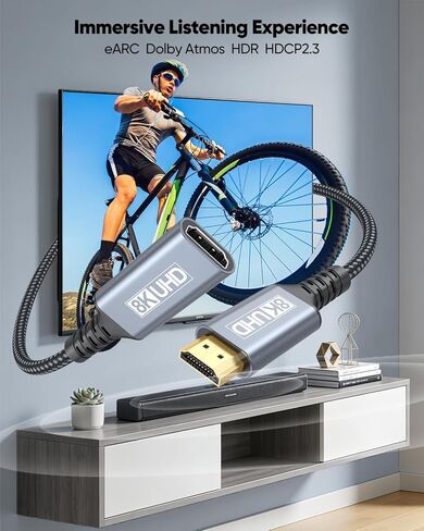 8K HDMI Extension Cable 6FT, 48Gbps HDMI 2.1 Extender Adapter in Saudi Arabia