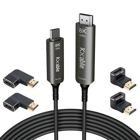 8K USB C to HDMI 2.1 Cable 25FT, (8K@60Hz,4K@120Hz, HDR), Braided Cord, Thunderbolt 3/4 Compatible, for iPhone 15 Series, MacBook Pro/Air, iPad Pro, Galaxy S23, Surface, Dell, HP, with 2 HDMI Adapters in Saudi Arabia
