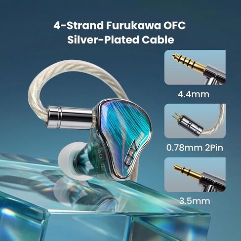 EPZ P40 in Ear Monitor Hi-Fi Earbuds 2DD+1Planar+1PZT Ceramic Hybrid Drivers IEM Headphones 3.5/4.4mm Jack Replaceable Copper Silver-Plated Cable for Musician Audiophile in Kuwait