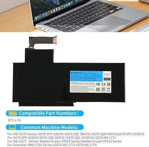58.8Wh BTY-L76 بطارية كمبيوتر محمول بديلة لـ MSI GS70 MS-1771 MS-1772 MS-1774 2QC-019XCN لـ Medion Erazer X7615 X7613 5400mAh in Kuwait