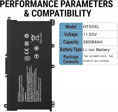 بطارية كمبيوتر محمول HT03XL L11119-855 متوافقة مع HP Pavilion 15-DA 15-DB 15-DW 15-DY 14-CE 14-CF 14-DF 17-by 17-CA Series 15-CS0053CL 15-DW0033NR 15-DA0014DX L11421-542 L11421-2C2 HSTNN-DB8R in Kuwait