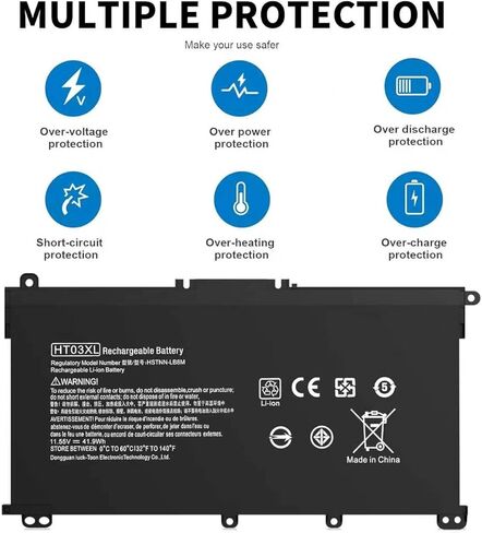 بطارية كمبيوتر محمول HT03XL L11119-855 متوافقة مع HP Pavilion 15-DA 15-DB 15-DW 15-DY 14-CE 14-CF 14-DF 17-by 17-CA Series 15-CS0053CL 15-DW0033NR 15-DA0014DX L11421-542 L11421-2C2 HSTNN-DB8R in Kuwait