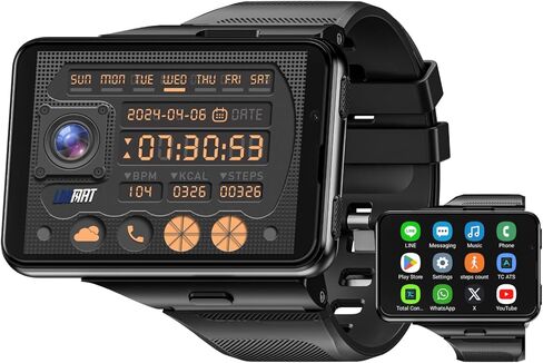 LOKMAT 2.88" Large Screen 4G SIM Card Smart Watch, Android 11 Smartwatch with Phone Call, 6GB+128GB Dual Cameras, Detachable Watch Head,1500mAh Sport WiFi Bluetooth GPS Smart Watches(Black) in Saudi Arabia