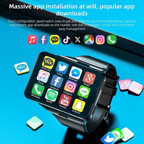 LOKMAT 2.88" Large Screen 4G SIM Card Smart Watch, Android 11 Smartwatch with Phone Call, 6GB+128GB Dual Cameras, Detachable Watch Head,1500mAh Sport WiFi Bluetooth GPS Smart Watches(Black) in Saudi Arabia