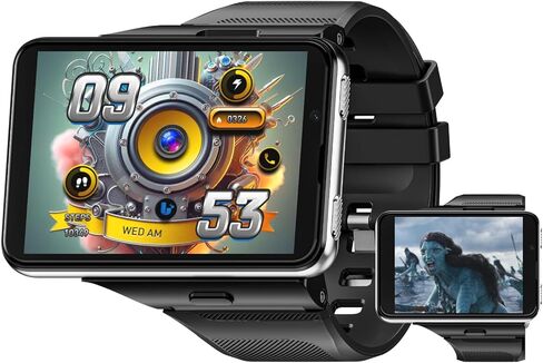 LOKMAT 2.88" Large Screen 4G SIM Card Smart Watch, Android 11 Smartwatch with Phone Call, 6GB+128GB Dual Cameras, Detachable Watch Head,1500mAh Sport WiFi Bluetooth GPS Smart Watches(Black) in Saudi Arabia