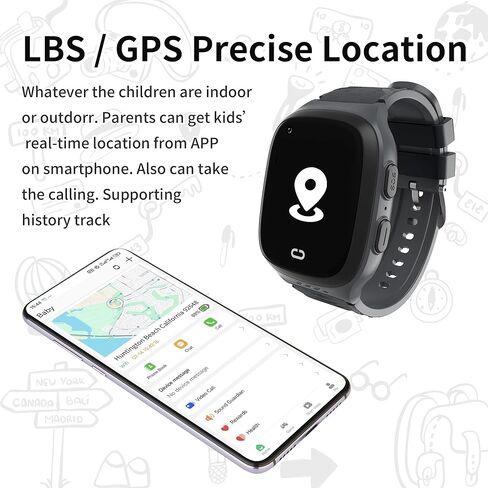 4G Kids Smart Watch Boys with GPS Tracker Location Video Call Cell Phone SOS Calling Voice Chat Camera Alarm Clock Touch Screen SmartWatch Gifts for Age 5-12 Kids (Black) in Saudi Arabia