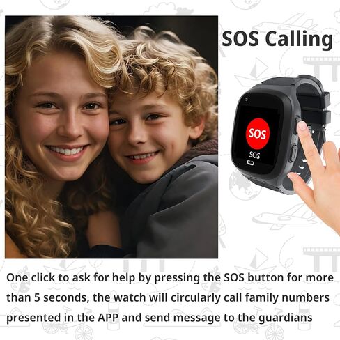 4G Kids Smart Watch Boys with GPS Tracker Location Video Call Cell Phone SOS Calling Voice Chat Camera Alarm Clock Touch Screen SmartWatch Gifts for Age 5-12 Kids (Black) in Saudi Arabia