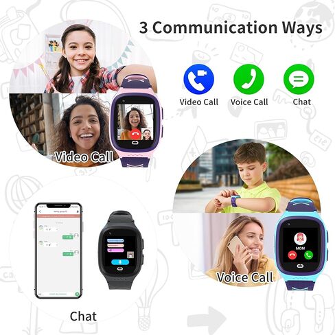4G Kids Smart Watch Boys with GPS Tracker Location Video Call Cell Phone SOS Calling Voice Chat Camera Alarm Clock Touch Screen SmartWatch Gifts for Age 5-12 Kids (Black) in Saudi Arabia