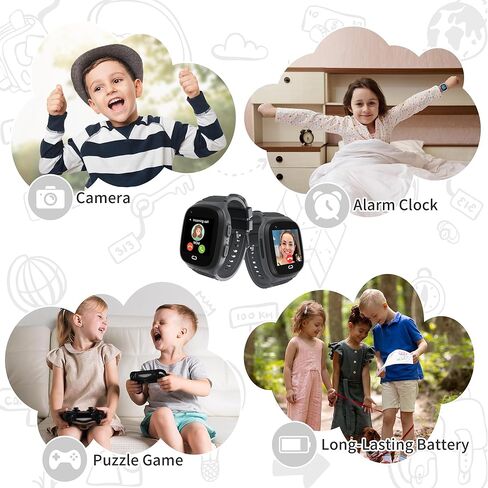 4G Kids Smart Watch Boys with GPS Tracker Location Video Call Cell Phone SOS Calling Voice Chat Camera Alarm Clock Touch Screen SmartWatch Gifts for Age 5-12 Kids (Black) in Saudi Arabia