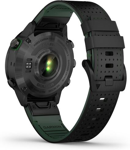 ساعة ذكية Garmin MARQ Golfer (Gen 2) Carbon Edition، حافظة من ألياف الكربون المصهورة، عدسة ياقوتية، شاشة AMOLED، ميزات جولف متقدمة وعلبة افتراضية، حزام هجين أسود، 010-02722-20 (متجدد) in Kuwait