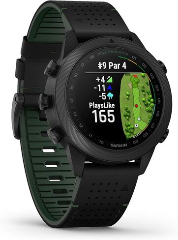 ساعة ذكية Garmin MARQ Golfer (Gen 2) Carbon Edition، حافظة من ألياف الكربون المصهورة، عدسة ياقوتية، شاشة AMOLED، ميزات جولف متقدمة وعلبة افتراضية، حزام هجين أسود، 010-02722-20 (متجدد) in Kuwait