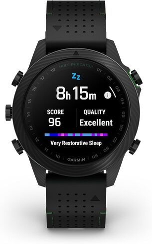 ساعة ذكية Garmin MARQ Golfer (Gen 2) Carbon Edition، حافظة من ألياف الكربون المصهورة، عدسة ياقوتية، شاشة AMOLED، ميزات جولف متقدمة وعلبة افتراضية، حزام هجين أسود، 010-02722-20 (متجدد) in Kuwait
