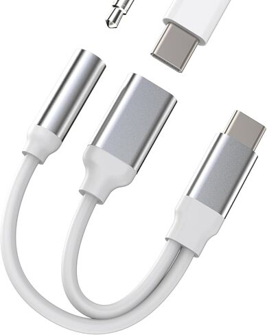 محول شحن سماعة الرأس USB C إلى 3.5 ملم iPhone 15 Pro Max Plus DAC Aux Cord Dongle (2in1) متوافق مع Samsung Galaxy Apple iPad 10、Mini6、Air4/5、Type C Jack Charger Audio Splitter Accessories in Kuwait