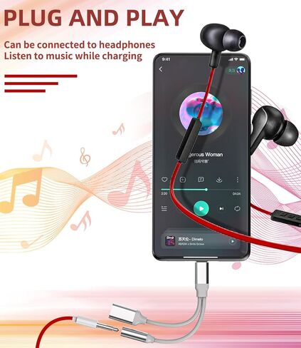 محول شحن سماعة الرأس USB C إلى 3.5 ملم iPhone 15 Pro Max Plus DAC Aux Cord Dongle (2in1) متوافق مع Samsung Galaxy Apple iPad 10、Mini6、Air4/5、Type C Jack Charger Audio Splitter Accessories in Kuwait