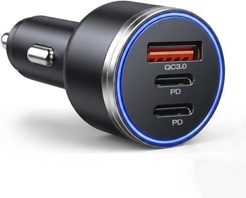 شاحن سيارة USB C بقوة 67 وات، محول شاحن سيارة سريع 3 منافذ مع PD 36 وات مستقل + PD 30 وات مشترك + QC3.0 18 وات، شاحن USB ولاعة سجائر مدمج لأجهزة iPhone 17/17 pro/16 وSamsung وiPad والكمبيوتر اللوحي والتبديل in Kuwait