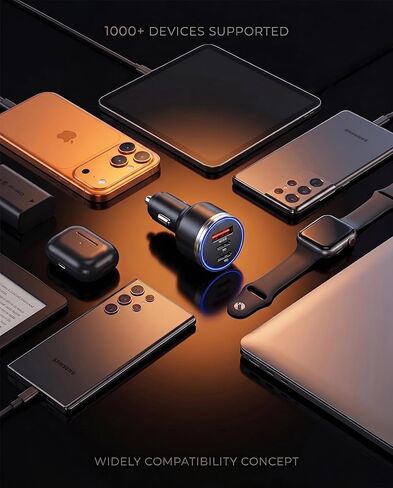شاحن سيارة USB C بقوة 67 وات، محول شاحن سيارة سريع 3 منافذ مع PD 36 وات مستقل + PD 30 وات مشترك + QC3.0 18 وات، شاحن USB ولاعة سجائر مدمج لأجهزة iPhone 17/17 pro/16 وSamsung وiPad والكمبيوتر اللوحي والتبديل in Kuwait