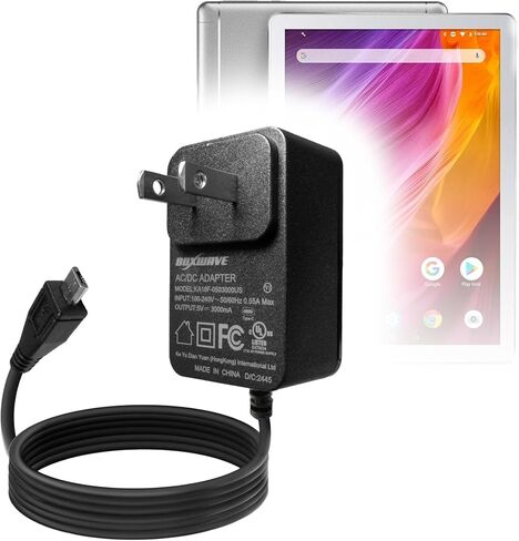 شاحن BoxWave متوافق مع جهاز Dragon Touch K10 اللوحي - شاحن حائط مباشر (15 وات)، شحن سريع لجهازك باستخدام كابل مدمج بطول 3 أقدام in Kuwait