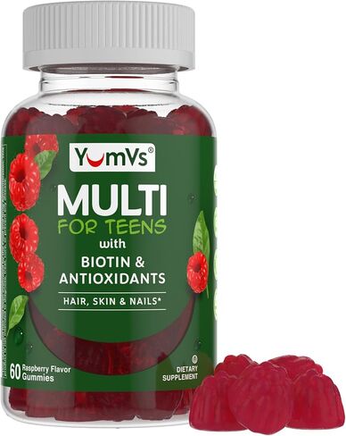 YUM-V'S Complete Multivitamin And Multimineral Jellies For Teens W Extra Biotin Berry Flavor ; Chewable Daily Dietary Supplement Vegan Kosher Halal Gluten Free 60 N/a in Saudi Arabia