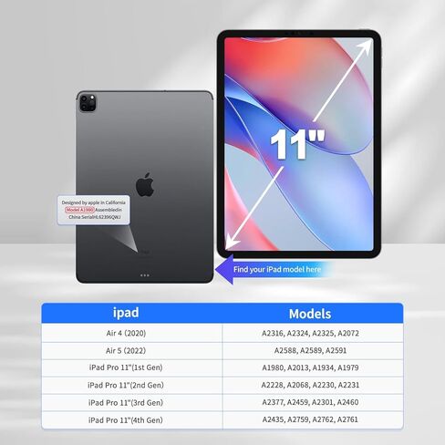 Privacy Screen Protector for iPad Air 5/4 10.9-Inch (2022/2020, 5th/4th Generation) and iPad Pro 11-Inch (1st/2nd/3rd/4th Gen, 2018-2022) Anti-Spy Filter Easy Installation Bubble Free in Kuwait