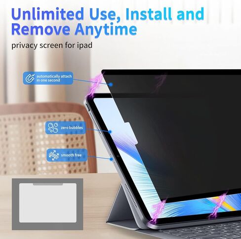 Privacy Screen Protector for iPad Air 5/4 10.9-Inch (2022/2020, 5th/4th Generation) and iPad Pro 11-Inch (1st/2nd/3rd/4th Gen, 2018-2022) Anti-Spy Filter Easy Installation Bubble Free in Kuwait