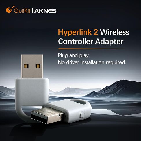 AKNES GuliKit Hyperlink 2 محول وحدة التحكم اللاسلكية للكمبيوتر الشخصي، SteamOS، Switch 1/2، Android، زمن استجابة منخفض جدًا 2.95 مللي ثانية، التوصيل والتشغيل لأجهزة PS5/ Edge، PS4، X Box Series، Elite 2، وحدات تحكم Switch Pro in Kuwait