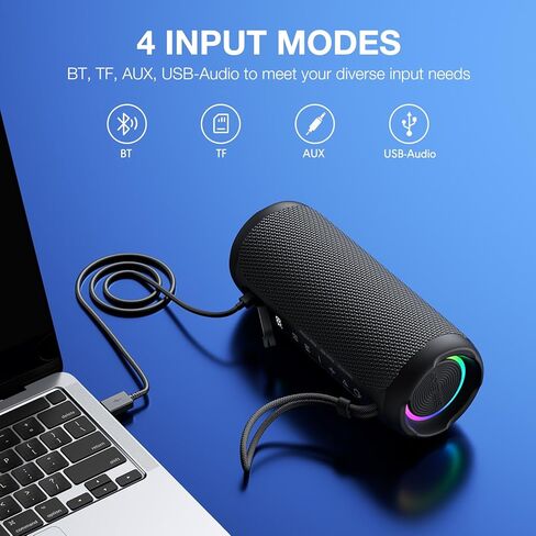 مكبر صوت بلوتوث محمول لاسلكي، 40 وات سوبر باس مع شاشة ذكية، IP67 مقاوم للماء، وقت تشغيل 40 ساعة، أضواء ملونة RGB، بلوتوث 5.4، للحفلات المنزلية والسفر والشاطئ in Kuwait