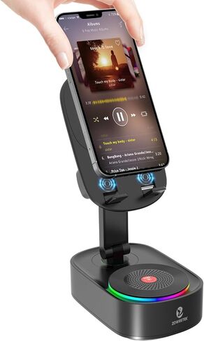 ZOWEETEK 5in1 Wireless Induction Audio Bluetooth Speaker with Phone Stand,Work Time 8H+,Colorful Ambient Light,Emergency Rechargeable,270° Foldable Suitable for iPhone Android Phone Tablet,a Nice Gift in Kuwait