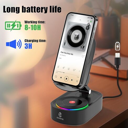 ZOWEETEK 5in1 Wireless Induction Audio Bluetooth Speaker with Phone Stand,Work Time 8H+,Colorful Ambient Light,Emergency Rechargeable,270° Foldable Suitable for iPhone Android Phone Tablet,a Nice Gift in Kuwait