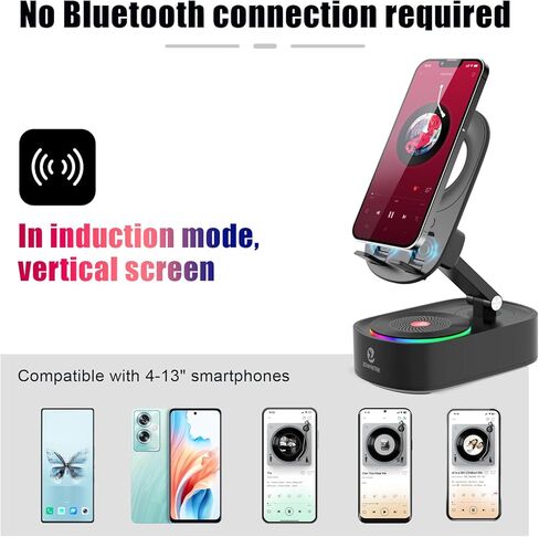 ZOWEETEK 5in1 Wireless Induction Audio Bluetooth Speaker with Phone Stand,Work Time 8H+,Colorful Ambient Light,Emergency Rechargeable,270° Foldable Suitable for iPhone Android Phone Tablet,a Nice Gift in Kuwait