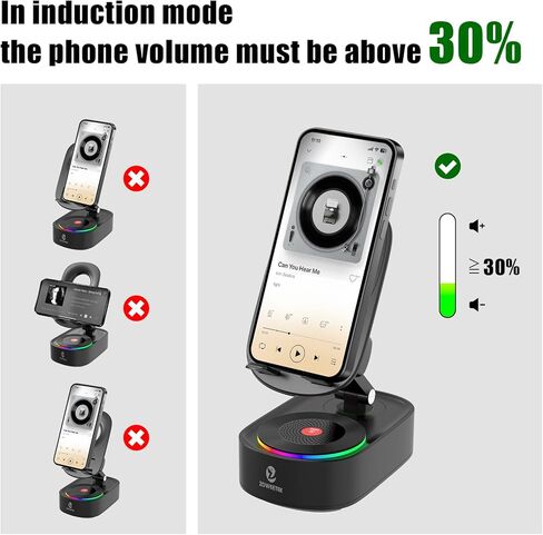 ZOWEETEK 5in1 Wireless Induction Audio Bluetooth Speaker with Phone Stand,Work Time 8H+,Colorful Ambient Light,Emergency Rechargeable,270° Foldable Suitable for iPhone Android Phone Tablet,a Nice Gift in Kuwait