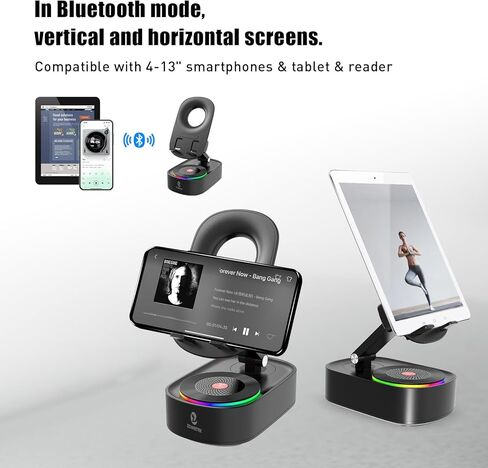 ZOWEETEK 5in1 Wireless Induction Audio Bluetooth Speaker with Phone Stand,Work Time 8H+,Colorful Ambient Light,Emergency Rechargeable,270° Foldable Suitable for iPhone Android Phone Tablet,a Nice Gift in Kuwait