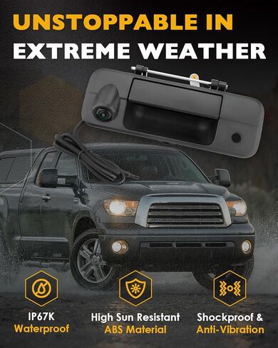 Rearview Mirror Monitor w/Backup Camera Tailgate Handle, Compatible with 2007-2013 Toyota Tundra, 4.3" Rear View, 170° Rear Viewing Angle, Waterproof Rear View Camera, Parking Assist Safety System in Kuwait