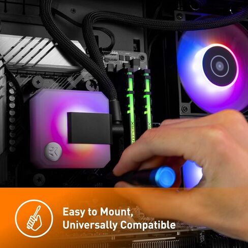 EK AIO 120 مم، مبرد وحدة المعالجة المركزية D-RGB الكل في واحد مع مراوح PMW عالية الأداء EK-Vardar، أجزاء كمبيوتر تبريد المياه، مروحة 120 مم، Intel 115X/1200/2066، AMD AM4 in Kuwait