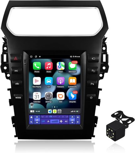 2+64G Android 14 Double Din Car Stereo for Ford Explorer 2011-2019 مع شاشة لمس 10.4 بوصة راديو Carplay لاسلكي مدمج/Android Auto/GPS/Bluetooth/FM/AUX-in/عناصر التحكم في عجلة القيادة/كاميرا احتياطية in Kuwait