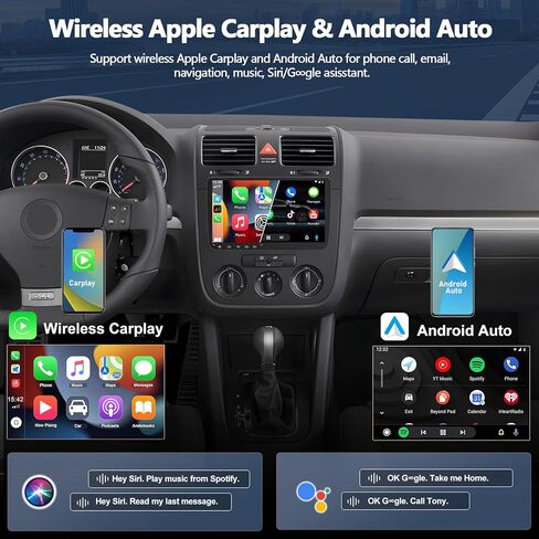راديو ستيريو للسيارة CAMECHO 4G+64G لسيارة Volkswagen VW Jetta 2006-2015 مع CarPlay Android Auto 9 بوصة 1280 * 720 وحدة رأس شاشة تعمل باللمس مع نظام تحديد المواقع بلوتوث 5.0 32EQ WiFi FM RDS كاميرا احتياطية in Kuwait