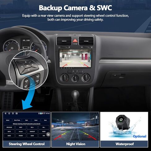 راديو ستيريو للسيارة CAMECHO 4G+64G لسيارة Volkswagen VW Jetta 2006-2015 مع CarPlay Android Auto 9 بوصة 1280 * 720 وحدة رأس شاشة تعمل باللمس مع نظام تحديد المواقع بلوتوث 5.0 32EQ WiFi FM RDS كاميرا احتياطية in Kuwait