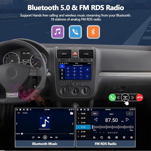 راديو ستيريو للسيارة CAMECHO 4G+64G لسيارة Volkswagen VW Jetta 2006-2015 مع CarPlay Android Auto 9 بوصة 1280 * 720 وحدة رأس شاشة تعمل باللمس مع نظام تحديد المواقع بلوتوث 5.0 32EQ WiFi FM RDS كاميرا احتياطية in Kuwait
