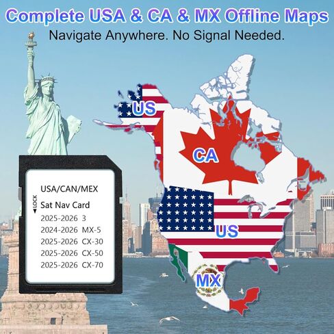 2026 Navigation SD Card Compatible with 2025-2026 CX-50/3/ CX-30/ CX-70, 2024-2026 MX-5, Latest Navigation SD Card for USA/Mexico/Canada Maps, Easy Installation in Kuwait