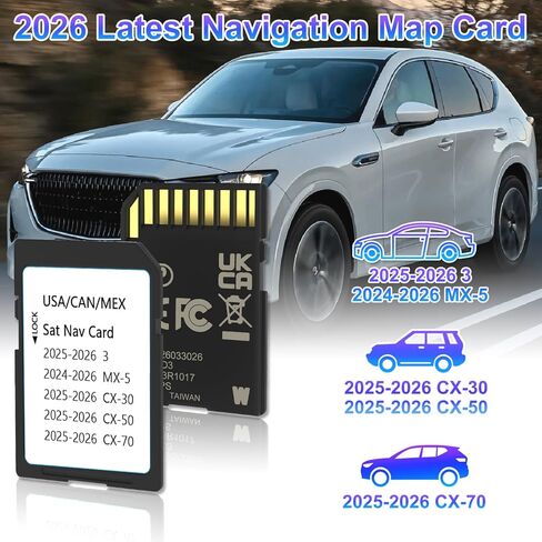 2026 Navigation SD Card Compatible with 2025-2026 CX-50/3/ CX-30/ CX-70, 2024-2026 MX-5, Latest Navigation SD Card for USA/Mexico/Canada Maps, Easy Installation in Kuwait