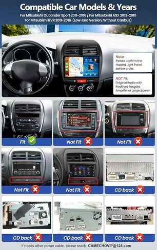 راديو ستيريو للسيارة 4G+128G لسيارة Mitsubishi Outlander Sport RVR 2011-2017 / ASX 2013-2015، CarPlay Android Auto 10 بوصة Incell 1280*720 وحدة رأس شاشة تعمل باللمس مع GPS Bluetooth FM كاميرا احتياطية in Kuwait