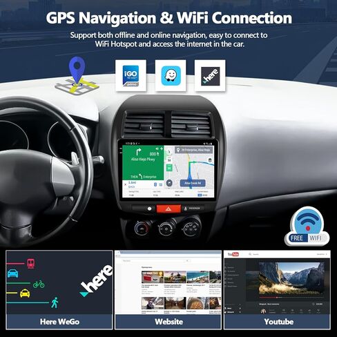 راديو ستيريو للسيارة 4G+128G لسيارة Mitsubishi Outlander Sport RVR 2011-2017 / ASX 2013-2015، CarPlay Android Auto 10 بوصة Incell 1280*720 وحدة رأس شاشة تعمل باللمس مع GPS Bluetooth FM كاميرا احتياطية in Kuwait