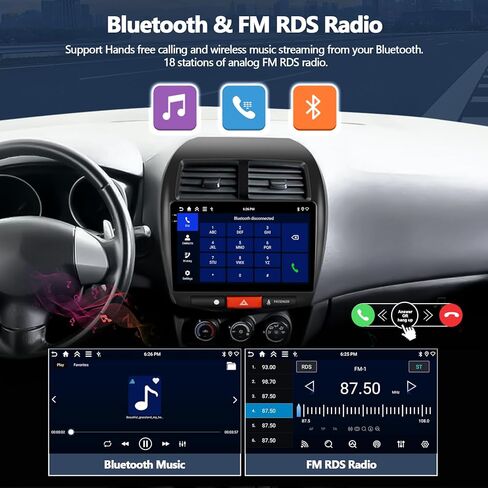 راديو ستيريو للسيارة 4G+128G لسيارة Mitsubishi Outlander Sport RVR 2011-2017 / ASX 2013-2015، CarPlay Android Auto 10 بوصة Incell 1280*720 وحدة رأس شاشة تعمل باللمس مع GPS Bluetooth FM كاميرا احتياطية in Kuwait