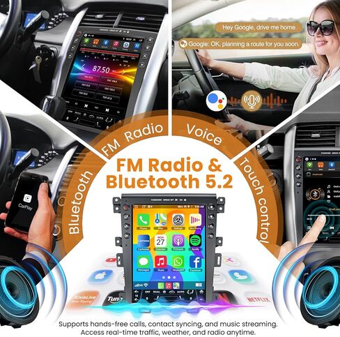 راديو سيارة لسيارة Ford Edge 2011 2012 2013 2014 مع Carplay اللاسلكي ووحدة رأس السيارة بنظام Android | 12.1 بوصة 1280*800P تعمل باللمس جهاز استقبال ستيريو للسيارة يعمل بنظام أندرويد مع نظام تحديد المواقع | كاميرا احتياطية | بلوتوث/SWC/FM/AM in Kuwait