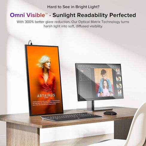 شاشة UPERFECT المحمولة مقاس 18.5 بوصة، شاشة NxtLED™ للعناية بالعين، 120 هرتز FHD 1080P، 145% sRGB، شاشة غير لامعة مضادة للتوهج، إضاءة زرقاء منخفضة خالية من الوميض، مع حامل وVESA لأجهزة الكمبيوتر المحمول وأجهزة الكمبيوتر الشخصية وأجهزة Mac والهاتف ووحدة ال in Kuwait