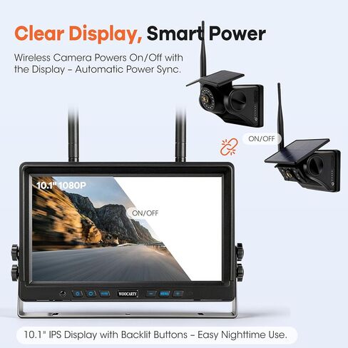 3 نظام كاميرا مقطورة لاسلكية مغناطيسية تعمل بالطاقة الشمسية، شاشة IPS DVR مقاس 10.1 بوصة + كاميرا خلفية للرؤية الليلية تعمل بالطاقة الشمسية، نظام كاميرا احتياطية مقاوم للماء بدون أسلاك بنسبة 100% لوصلة مقطورة شاحنة RV، BT3 in Kuwait