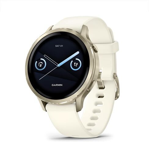 ساعة Garmin Venu 4 الذكية بنظام تحديد المواقع العالمي للصحة واللياقة البدنية مقاس 41 ملم، باللون الذهبي القمري مع سوار من السيليكون على شكل عظمة 010-03013-00 مع مجموعة Deco Essentials 3X 18 مم، و3X غطاء غبار من السيليكون و2X واقي شاشة in Kuwait