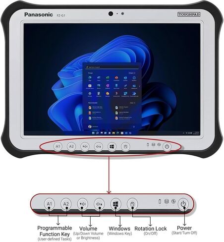 Panasonic Toughpad FZ-G1 MK4 Rugged Tablet PC, 10.1 inch FHD (1920x1200), Intel Core i5-6300U - up to 3.00 GHz, 8GB RAM, 256GB SSD, No Keyboard and Stylus, Wi-Fi, Bluetooth, Windows 11 Pro (Renewed) in Kuwait
