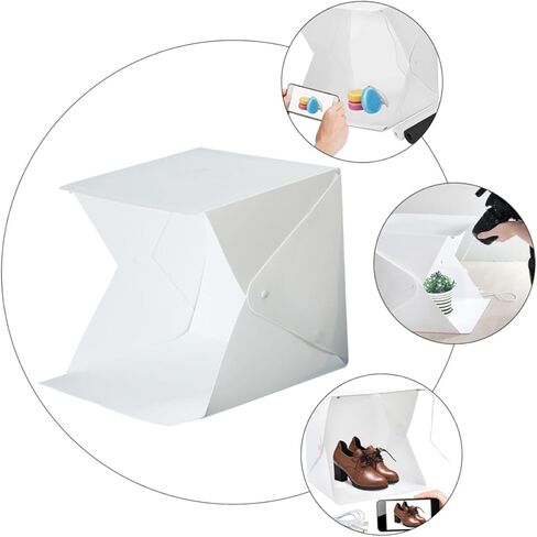 DOITOOL Small 20cm Folding Light Tent Box with LED Lights Portable Photo Studio Box Kit with 2 Colored Backdrops for Product Photography and Miniature Shooting in Kuwait