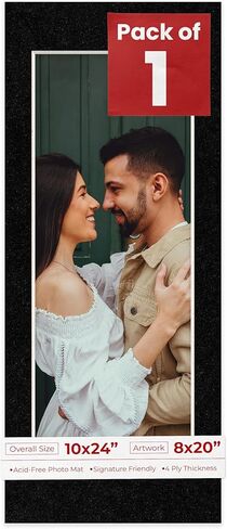 ملصق Palooza 10x24 حصيرة مقطوعة بشكل مشطوف لصور 8x20 - لوح أبيض خالي من الأحماض - للصور والصور والتأطير - سمك 4 طبقات in Kuwait