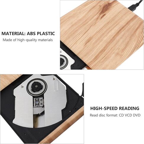 SHOWERORO Wood Grain USB 3.0 External DVD CD Burner Type-c Portable Optical Drive for Laptop Desktop Compatible with Windows in Kuwait